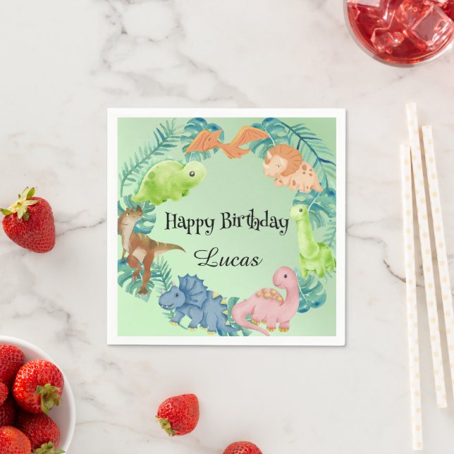 Guardanapo De Papel Festa de aniversário de criança da selva de dinoss (Insitu)