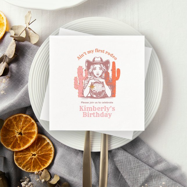 Guardanapo De Papel Festa de aniversário de esfera de Disco com Garota (Criador carregado)