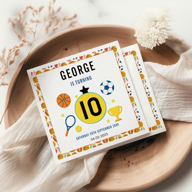 Guardanapo De Papel Festa de aniversário de Esporte Moderno | Tema do  (Criador carregado)