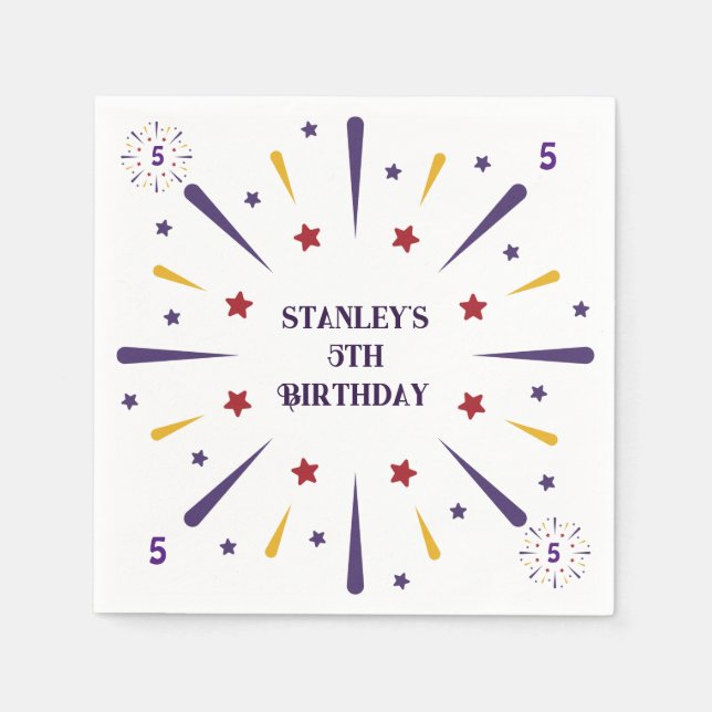 Guardanapo De Papel Festa de aniversário de estrelas colorida (Frente)