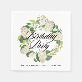 Guardanapo De Papel Festa de aniversário de Excursão de Hydrangea Whit