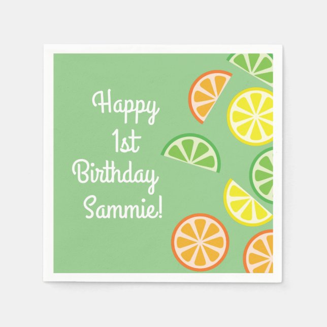 Guardanapo De Papel Festa de aniversário de Fatia de Citros (Frente)
