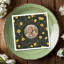 Guardanapo De Papel Festa de aniversário de Flores Amarelas Elegantes