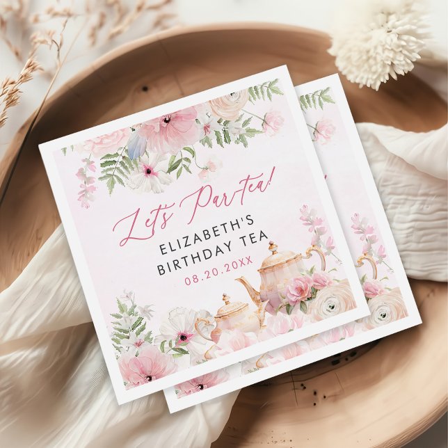 Guardanapo De Papel Festa de aniversário de Garota Floral Par-tea (Criador carregado)
