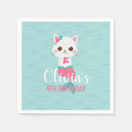 Guardanapo De Papel Festa de aniversário de Gatinho Sereia