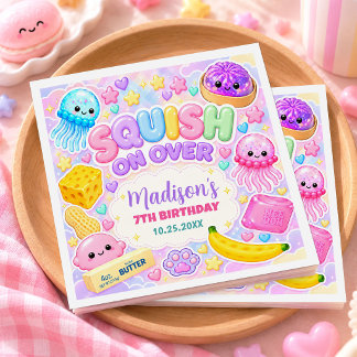 Guardanapo De Papel Festa de Aniversário de Menina com Cute Kawaii Squ