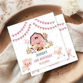 Guardanapo De Papel Festa de aniversário de Meninas Rosa