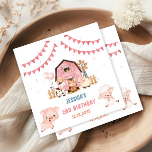 Guardanapo De Papel Festa de aniversário de Meninas Rosa