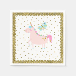 Guardanapo De Papel Festa de Aniversário de Meninas Unicórnio Brilho R