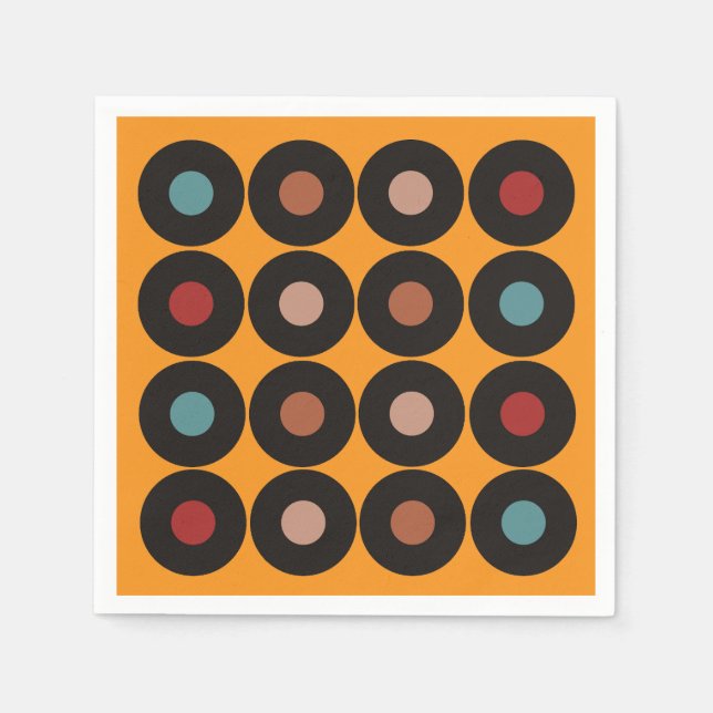 Guardanapo De Papel Festa de aniversário de Música Retro Vinil Record (Frente)