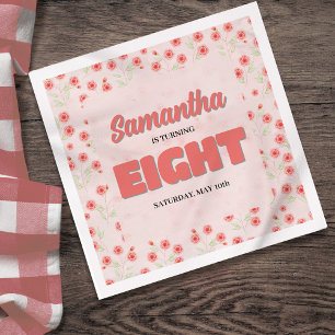 Guardanapo De Papel Festa de Aniversário de Oito Anos Menina com Tema