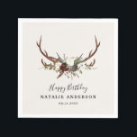 Guardanapo De Papel Festa de aniversário de outono botânica rústica St<br><div class="desc">Projeto de festa de aniversário de outono botânica rústica Stag</div>