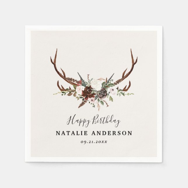 Guardanapo De Papel Festa de aniversário de outono botânica rústica St (Frente)