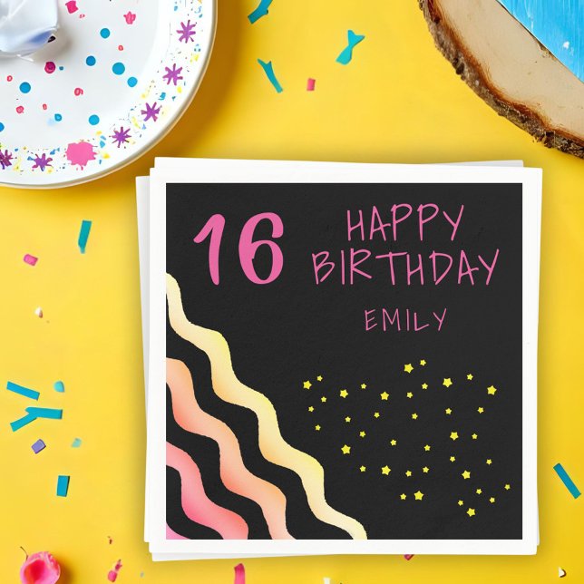 Guardanapo De Papel Festa de aniversário de padrão de onda cinzenta (Criador carregado)