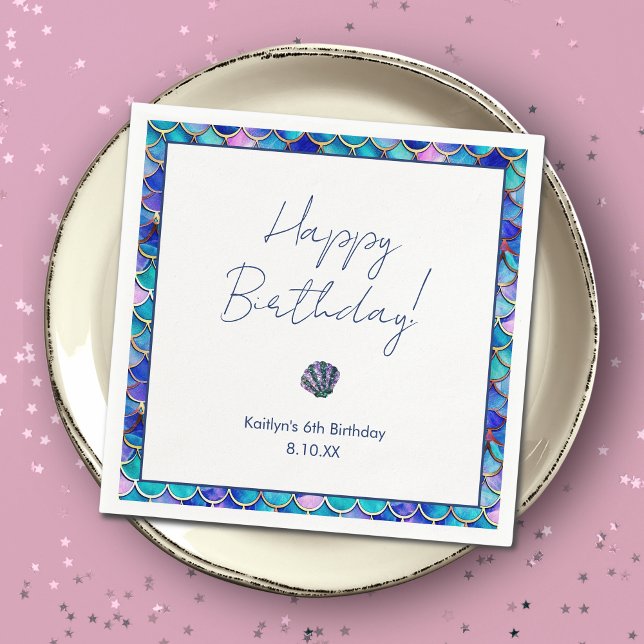 Guardanapo De Papel Festa de aniversário de Pequenas Meninas Sereias B (Criador carregado)