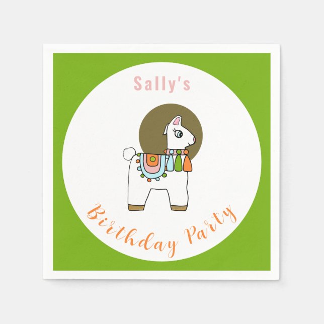 Guardanapo De Papel Festa de aniversário de pinata lama festiva (Frente)