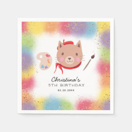 Guardanapo De Papel Festa de aniversário de Pintura de Gato Gato Bonit