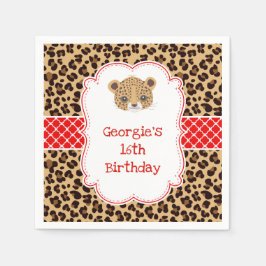 Guardanapo De Papel Festa de aniversário de Quatrefoil Vermelho para I