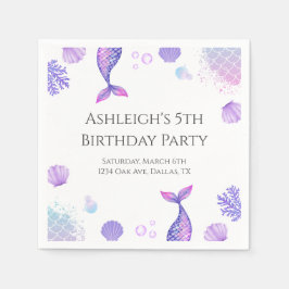 Guardanapo De Papel Festa de aniversário de Sereia Roxa