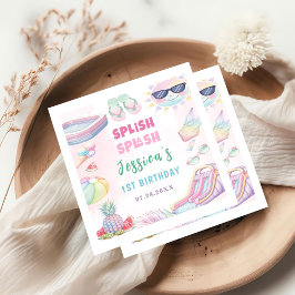 Guardanapo De Papel Festa de aniversário de Summer Waterslide Girl
