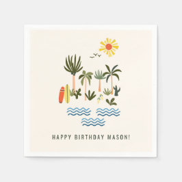Guardanapo De Papel Festa de aniversário de Surf de Verão