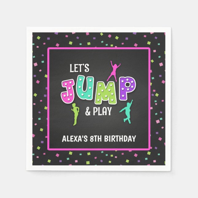 Guardanapo De Papel Festa de aniversário de Trampoline Napkin - Menina (Frente)