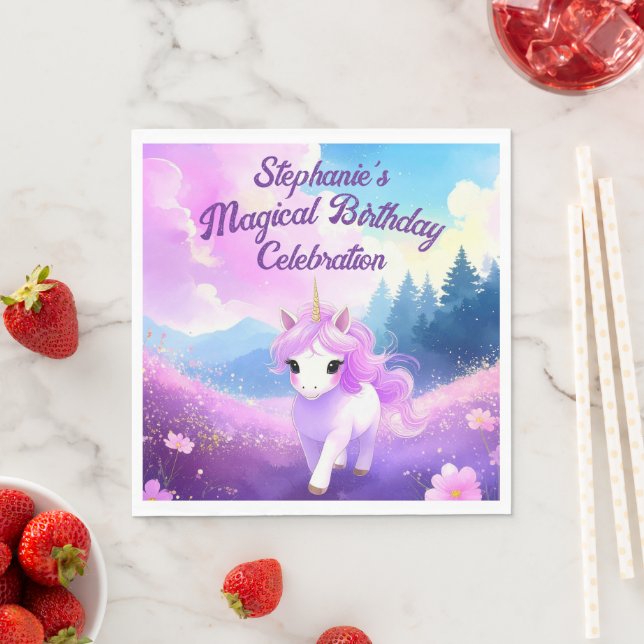 Guardanapo De Papel Festa de aniversário de Unicórnio mágico Napkins (Insitu)