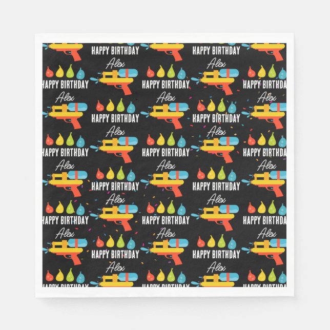 Guardanapo De Papel Festa de aniversário de Verão de Armas e Balões (Frente)