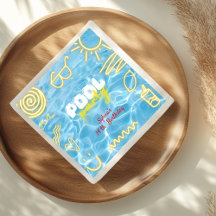 Festa de aniversário de verão neon na piscina