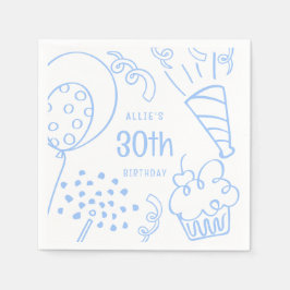 Guardanapo De Papel Festa de aniversário Desenhada À Mão Qualquer Azul