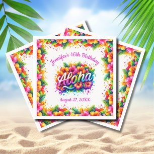 Guardanapo De Papel Festa de Aniversário Divertida Luau Tropical Aloha