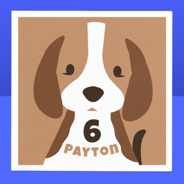 Guardanapo De Papel Festa de aniversário do Cachorro Cachorro Bonito e (cute puppy dog paper party napkin with custom name and age)