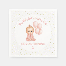 Guardanapo De Papel Festa de aniversário do chefe do bebê - chefe rosa