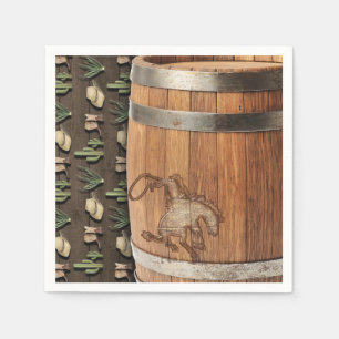 Guardanapo De Papel Festa de aniversário do Cowboy Western Rodeo Woode