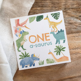 Guardanapo De Papel Festa de aniversário do Dinossauro de Aquarela