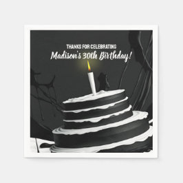 Guardanapo De Papel Festa de aniversário do tema do bolo branco e pret