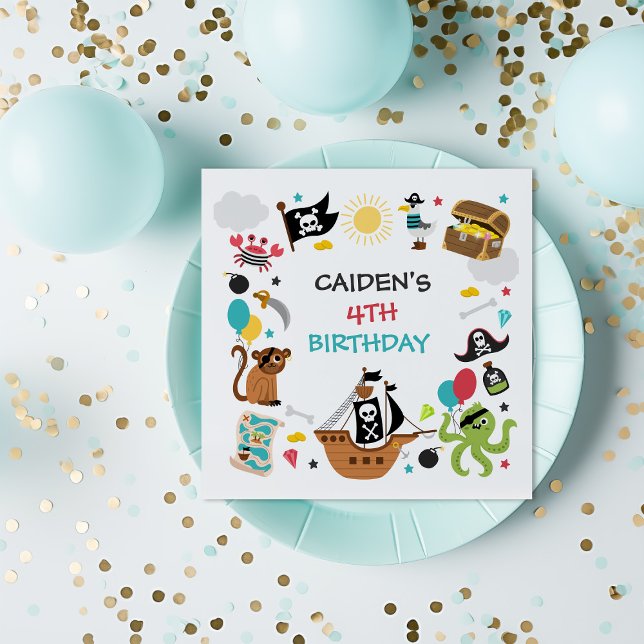 Guardanapo De Papel Festa de aniversário do tesouro de navio pirata (Criador carregado)