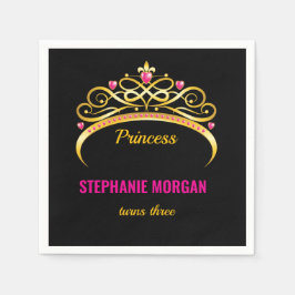 Guardanapo De Papel Festa de aniversário Dourada Princesa Rosa Moderna