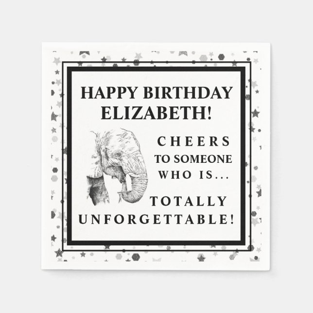 Guardanapo De Papel Festa de aniversário Elefante Divertida Napkins (Frente)