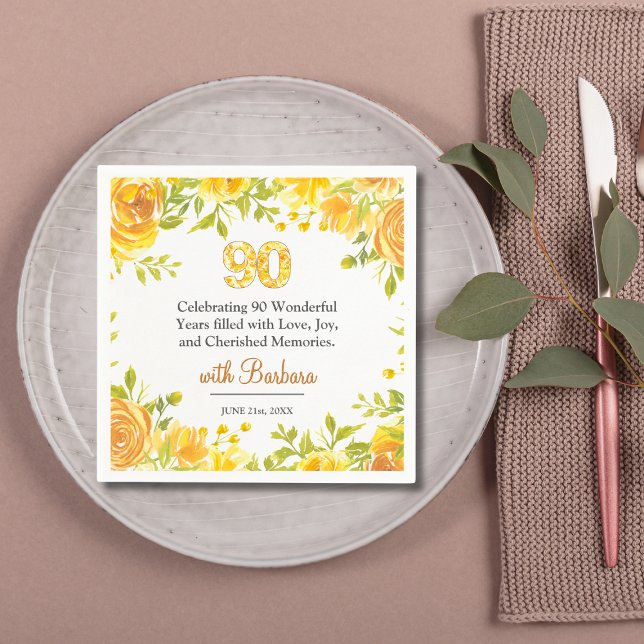 Guardanapo De Papel Festa de aniversário Elegante de 90 - Decoração de (Criador carregado)