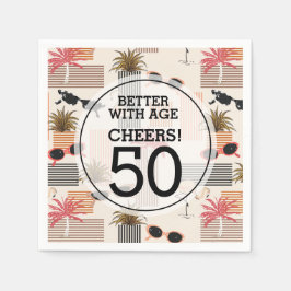 Guardanapo De Papel Festa de aniversário Flamingos de Palmas Retro