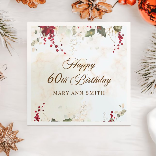 Guardanapo De Papel Festa de aniversário Floral do Red Poinsettia (Criador carregado)