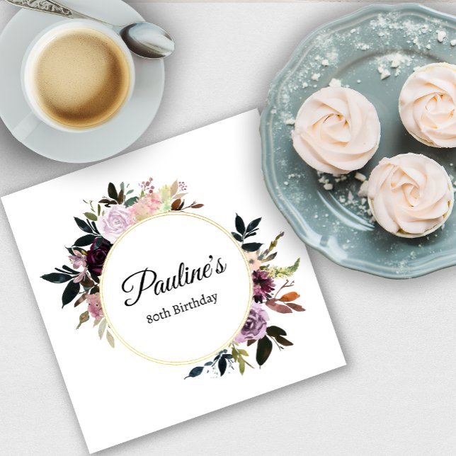 Guardanapo De Papel Festa de aniversário Floral Rosa 80 (Need more matching party supplies? Message me!)