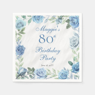 Guardanapo De Papel Festa de aniversário Floral Rosa azul Elegante 80