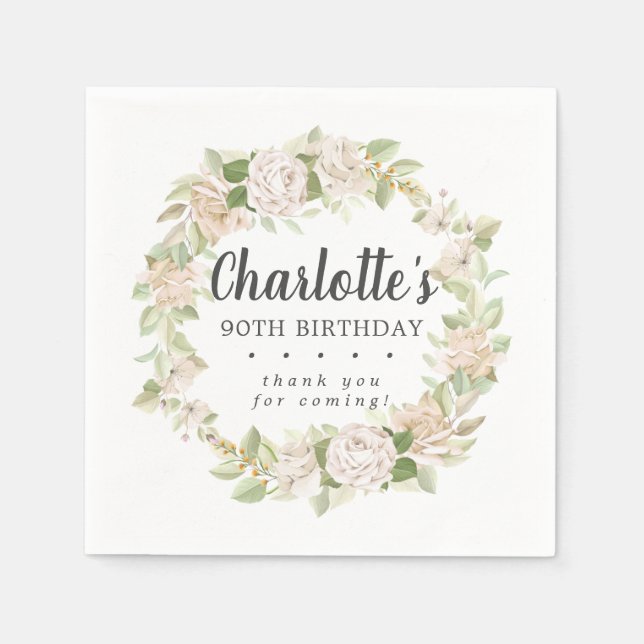 Guardanapo De Papel Festa de aniversário Floral Rosa Russo 90 (Frente)
