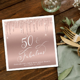 Guardanapo De Papel festa de aniversário Glitter Dourada com 50 Fabulo