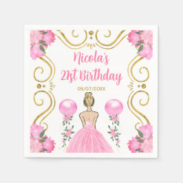 Guardanapo De Papel Festa de aniversário Loira Princesa a Rosa