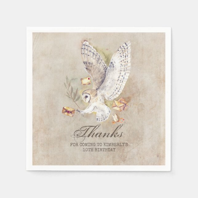 Guardanapo De Papel Festa de aniversário Mágica de Coruja do Mago (Frente)