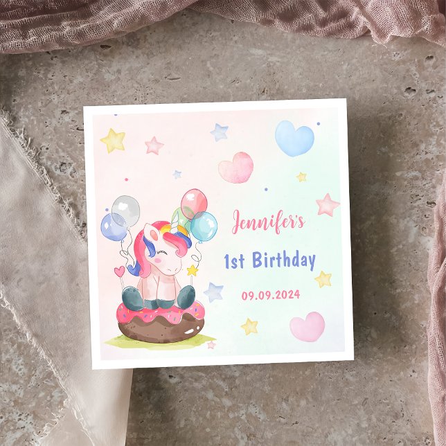 Guardanapo De Papel Festa de aniversário mágica do Rainbow Unicorn (Criador carregado)