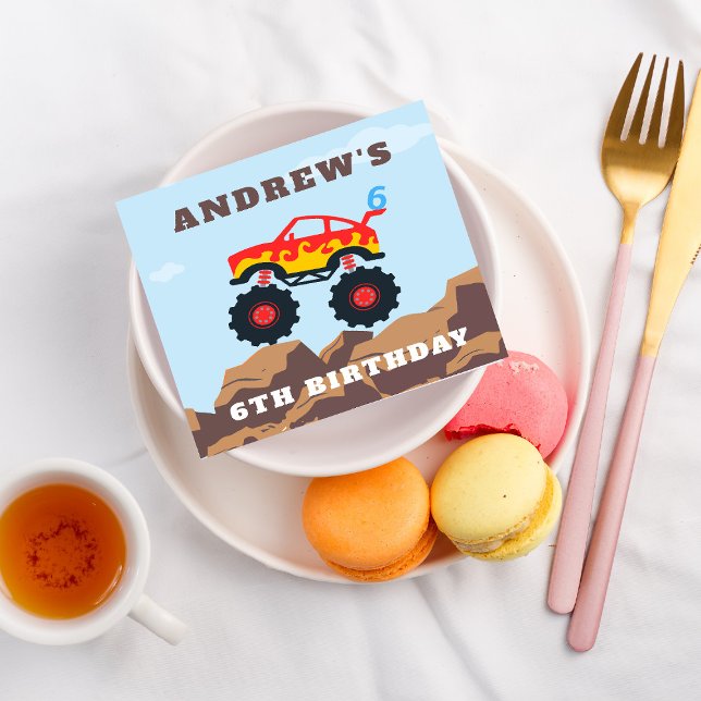 Guardanapo De Papel Festa de aniversário Monster Truck Boy (Criador carregado)